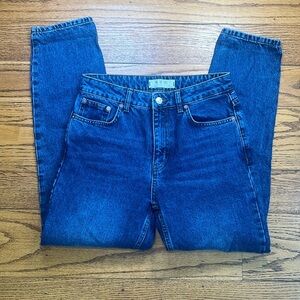 We The Free Blue 100% Cotton Capsule Wardrobe High Rise Straight Leg Jeans A35